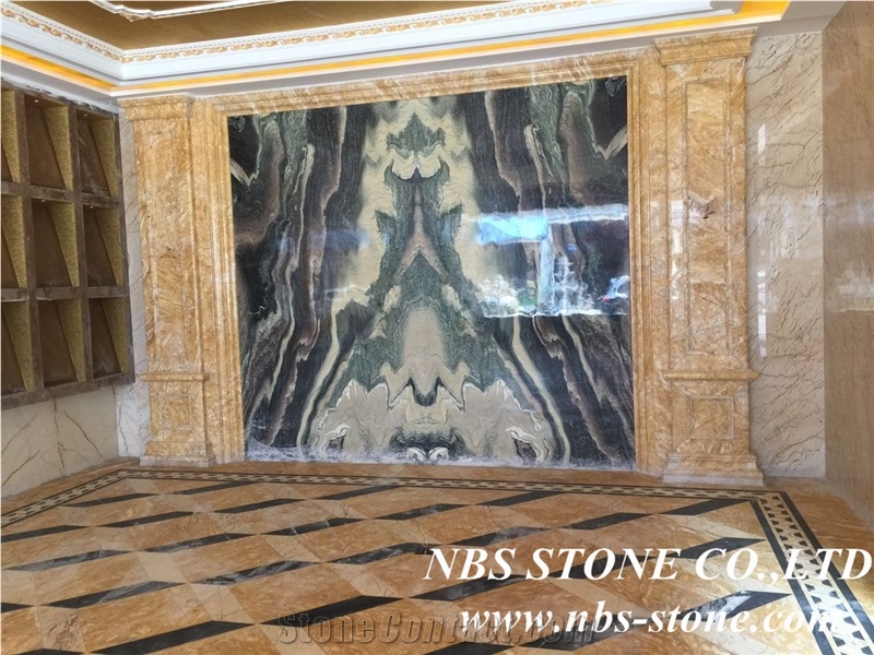 Dubai Gold Marble Slabs & Tiles, Brazil Yellow Marble Floor Covering Tiles for Project