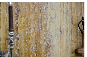 Alm Copper Gold Travertine Vein Cut Tiles & Slabs, Yellow Travertine Flooring Tiles, Walling Tiles