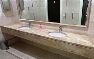 Daino Reale Marble Commercial Bathroom Countertop, Beige Marble Bath Top Italy