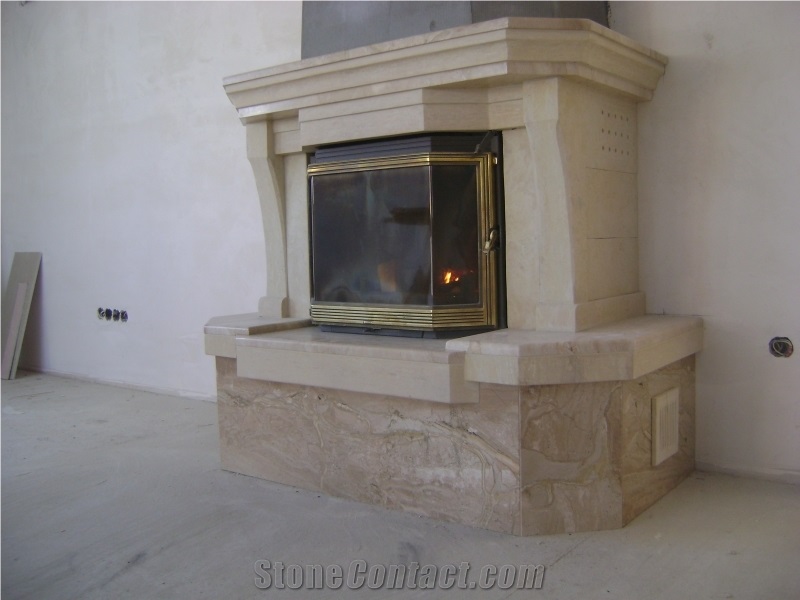 Orosei Perlato Marble Fireplace Surround, Beige Marble Fireplace Surround Italy