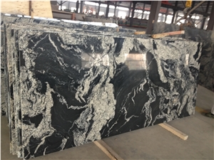 Black Galaxy Wave Granite Slab & Tile, China Black Granite