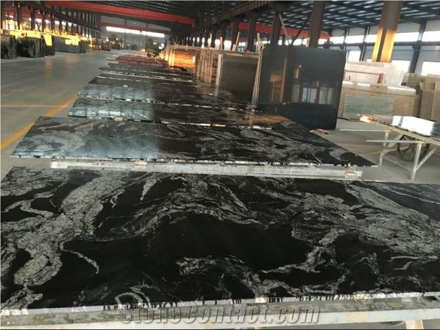 China Cosmos Black, Black Grantie with White Vein Tiles and Slabs