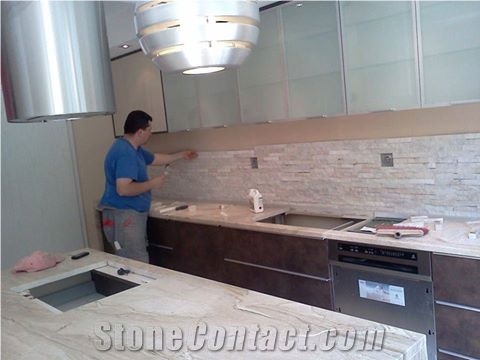 Buteasa Zebrat Marble Kitchen Countertops, White Marble Kitchen Countertops Romania