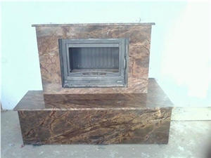 Rain Forest Brown Marble Fireplace Surround, Brown Marble Fireplace India
