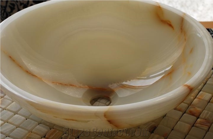 Stone Sink China Polished Rosin Yellow Onyx Sinks & Basins, Rosin Yellow Onyx Round Sinks