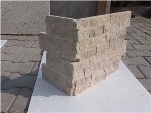 Classic Light Travertine L Shape Corner/Split Face, Beige Travertine Cultured Stone, Building Stone