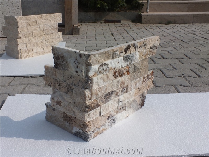 Philadelphia Travertine L Shape Corner/Split Face, Travertine Building Stones