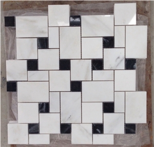 China Imperial White Marble Floor Mosaic, Oriental White Marble Mosaic Tiles