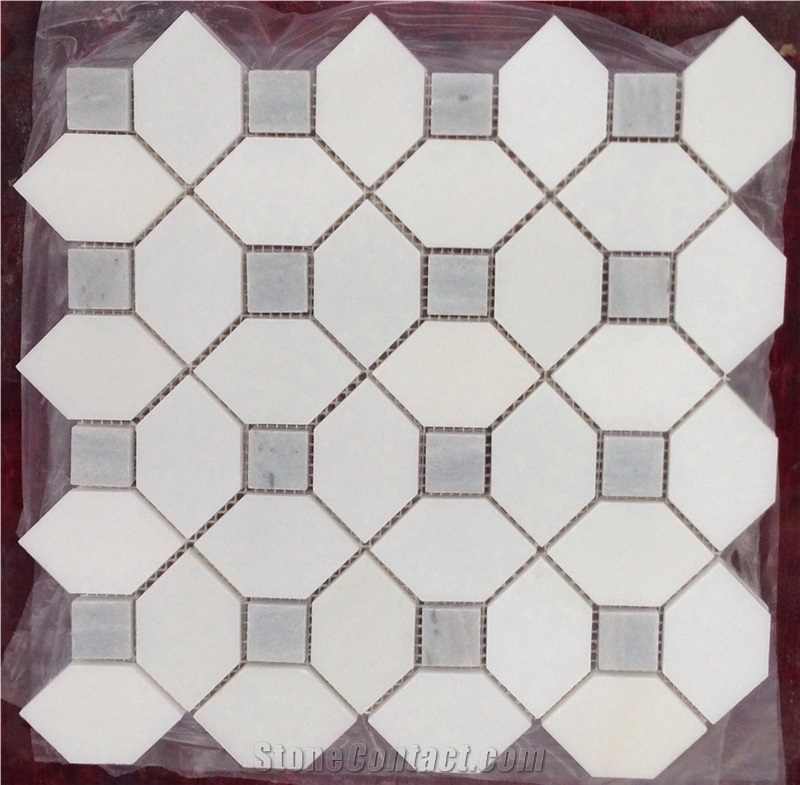 Oriental White Marble Mosaic Tiles, Imperial White Marble Mosaic Tiles