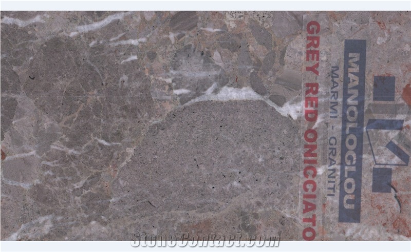 Grey Red Onicciato Marble Slabs, Tiles
