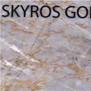 Skyros Gold Marble Tiles & Slabs, White Polished Marble Wall Tiles