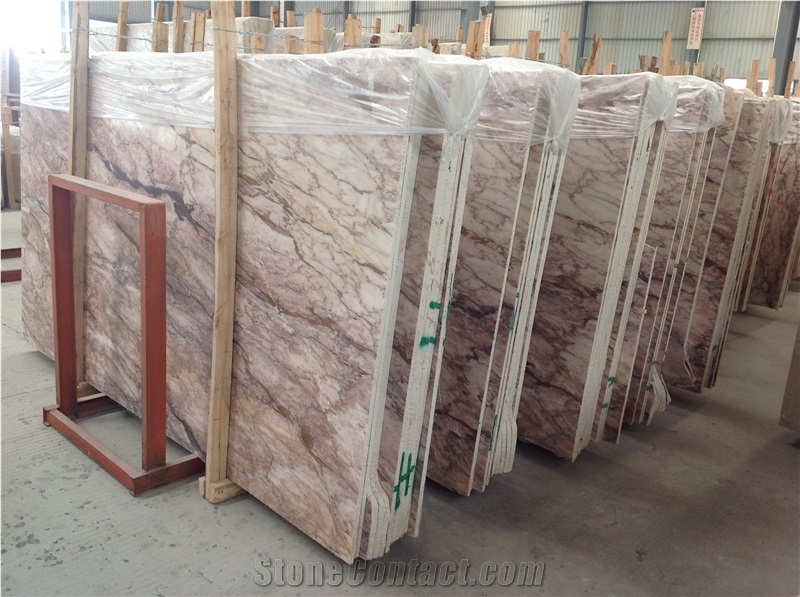 Anna Rose Marble Polished Slabs & Tiles, China Rose Pink Marble Slabs for Wall and Floor, Pink Marble with Dark Lines