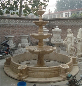 Beige Marble Garden Fountains, China Beige Marble Water Features Exterior Fountains, Sculptured Fountains