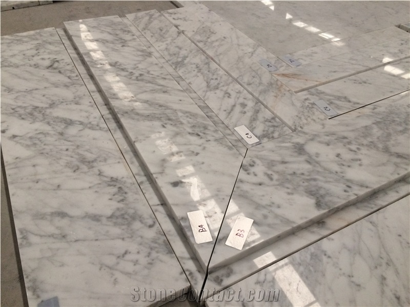 Bianco Carrara Marble Polished Tiles, Italy Cheap White Marble,White Marble with Black Veins
