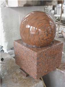 China Cheap Maple Red G562 Granite Floating Ball Fountains, Rolling Sphere Garden Fountains, Water Features, Exterior Fountains Natural Stone Decoration, Sculptured Stone Work