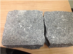 G654 Padang Dark Grey Granite Cobble Stone, Cube Stone All Sides Natural Split, China Grey Granite Walkway Pavers Stone