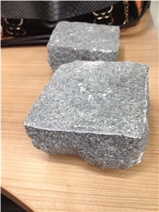 G654 Padang Dark Grey Granite Cobble Stone, Cube Stone All Sides Natural Split, China Grey Granite Walkway Pavers Stone