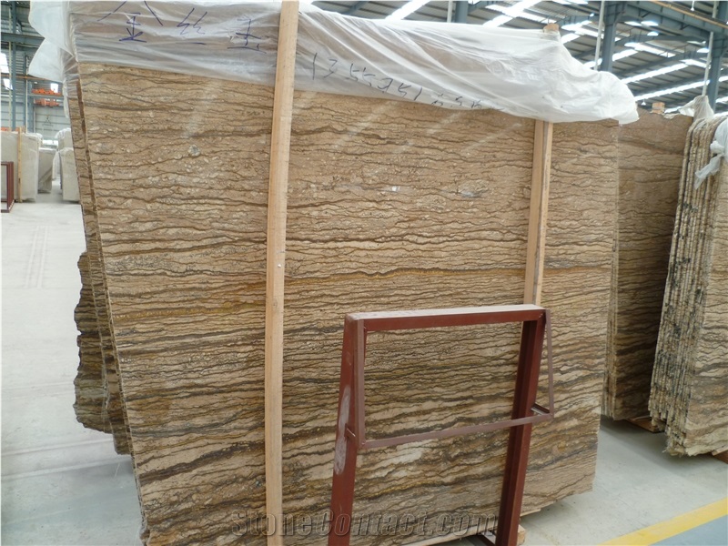 Golden Silk Marble Polished Slabs & Tiles, Turkey Gold Marble Slabs for Wall and Floor, Cheap Brown Marble with Dark Lines