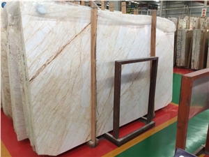 Golden Spider Marble Polished Slabs & Tiles, Greece Golden Marble Slabs for Wall and Floor, White Marble with Yellow Heavy Veins/Lines