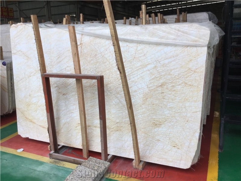 Greece Golden Spider Marble Polished Slabs & Tiles, White Marble with Yellow Veins/Lines, Greece White Marble
