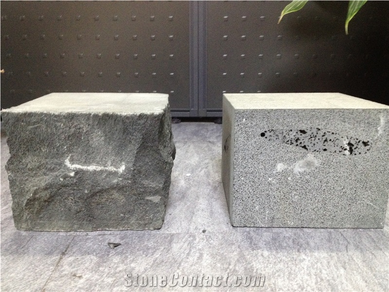 Hainan Black Basalt Cobble Stone, Cube Stone Surface Machinecut, Other Sides Natural Split, China Black Basalt Paving Stone for Patio,Driveway