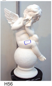 Hunan White Marble Angel Sculptures, China White Marble Western Human Statues, Handcraved Sculptures