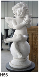 Hunan White Marble Angel Sculptures, China White Marble Western Human Statues, Handcraved Sculptures
