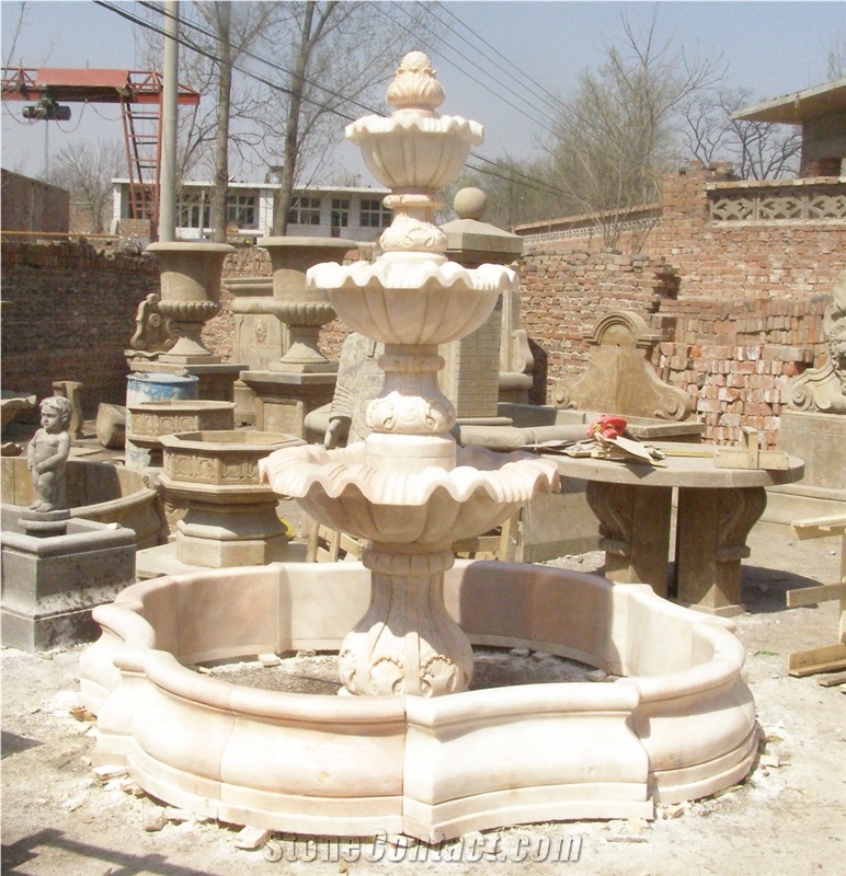 Hunan White Marble Garden Fountains, China White Marble Water Features Exterior Fountains, Sculptured Fountains
