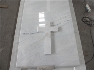 Hunan White Marble Tombstones, China White Marble Heart Headstones, Western Single Monuments with Cross