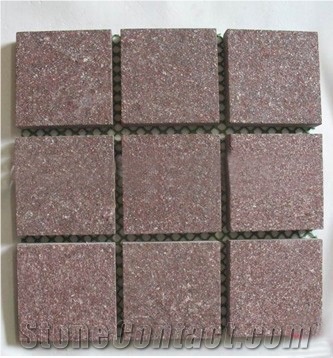 Ocean Red Granite Cobble Stone, Cube Stone Surface Machine Cut, China Red Granite Paving Stone for Patio,Driveway