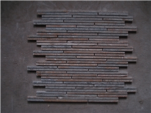 Rusty Slate Linear Mosaic Tiles, China Cheap Slate Mosaic, Liner Strips Mosaics,Split Face Mosaic for Wall, Floor