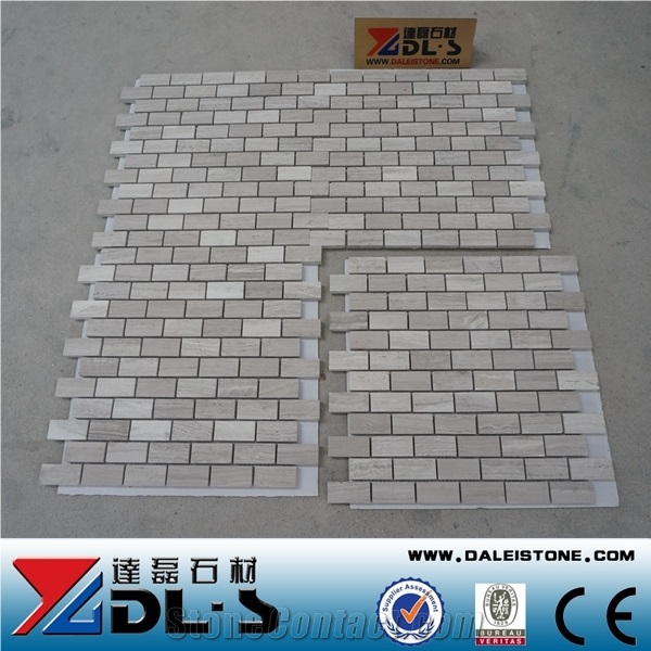 White Wooden Marble Mosaic Tile