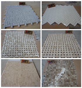 White Wooden Marble Mosaic Tile