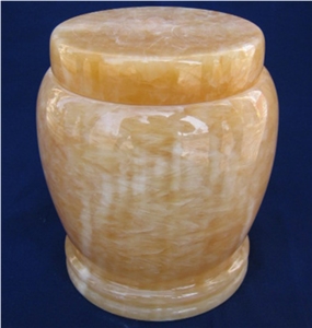Yellow Honey Onyx Urns, Cemetery Funeral Urns for Ashes, Tombstones/Monuments Accessories