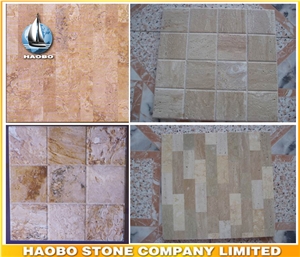 Basketweave Masaic Tiles Travertine Compound Tiles Wholesale Polished and Honed