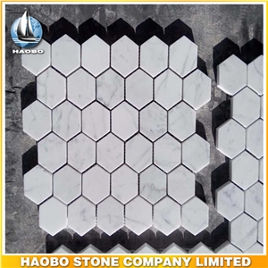 Carrara White Marble Hexagon Mosaic Tile Polished Wholesale