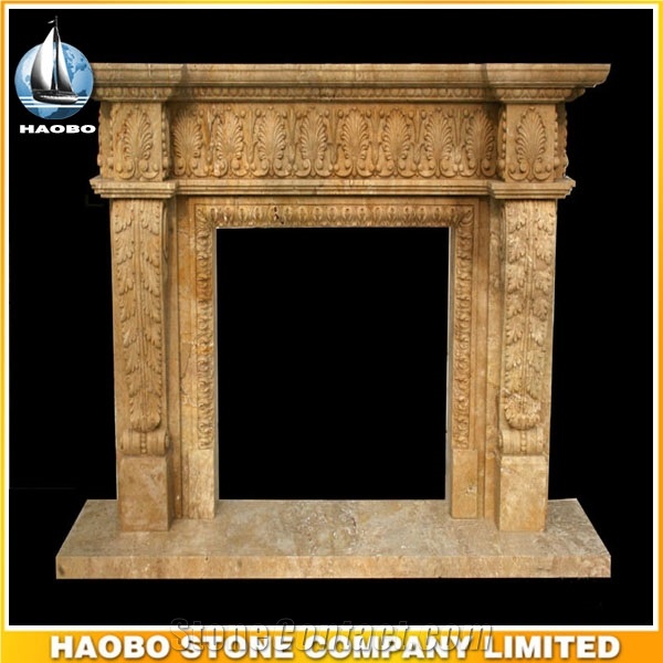 Classic Design Fireplace Mantel Made Out Of Marble for Sale, Yellow Marble Fireplace