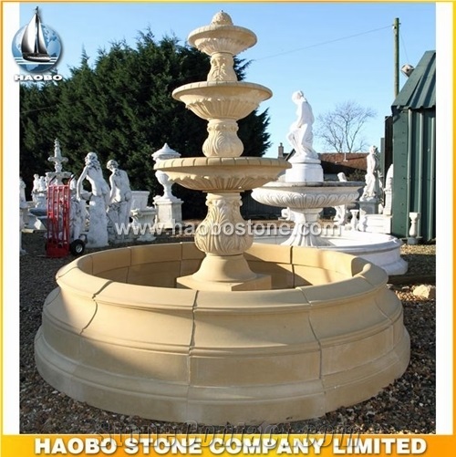 Natural Bilecik Beige Marble Large, Large Outdoor Stone Fountains