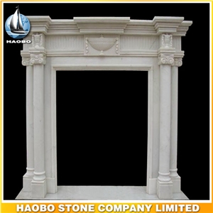 White Marble Hand Carved Fireplace Surround