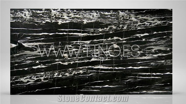 Black Dune Marble Slabs, Tiles