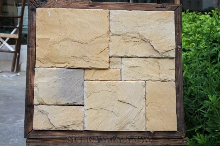 Beige Artificial Cultured Stone, Wall Cladding, Stacked Stone