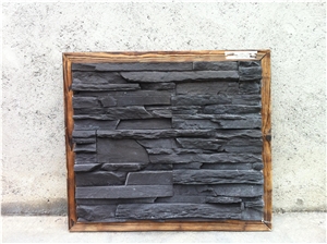 Black Artificial Cultured Stone, Wall Cladding, Stacked Stone