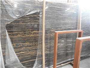 Black & Gold Marble Stone&Portoro Gold Marble Slabs & Tiles, China Black Marble