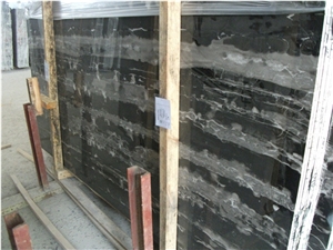 Black Marble Slabs & Tiles,White Wedding Dress with Black Belt & Black Marble with White Veins