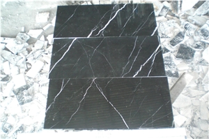 China Nero Marquina Marble Tile & Slab for Less White Veins