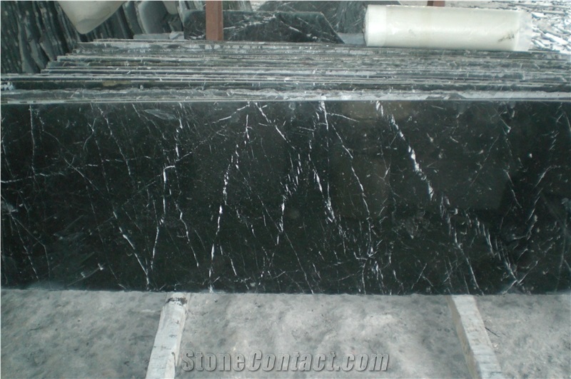 China Nero Marquina Marble Tile & Slab for Less White Veins