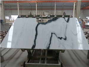China New Panda White Marble Polished Slab for More Black Spots