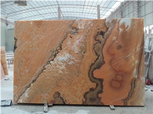 Polished Red Dragon Beige Onyx Slabs Wall Covering ,Wall Tiles Bathroom