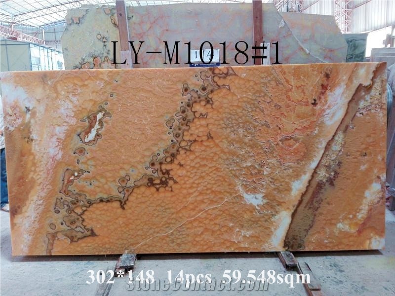 Polished Red Dragon Beige Onyx Slabs Wall Covering ,Wall Tiles Bathroom