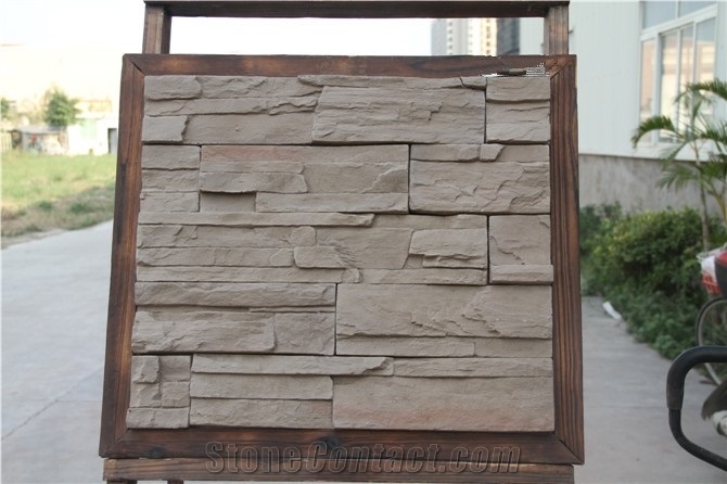 White Artificial Cultured Stone, Wall Cladding, Stacked Stone